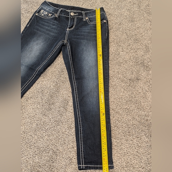 Women's Love Indigo Dark Wash Capris Denim Blue Jeans Stretch Sz: 4 Design Pants - Picture 4 of 14